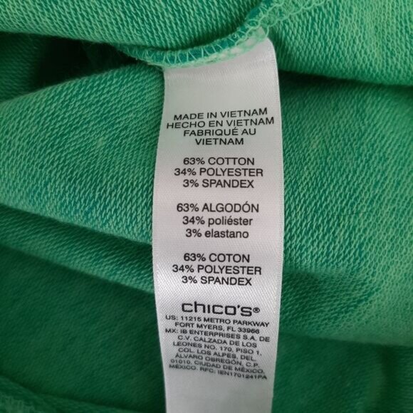 CHICO'S Weekends Color Twist Pocket Popover Soft Top Green Sz 1 | M - Picture 10 of 10